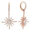 Diamond Pavé Starburst Dangle Earrings in Rose Gold