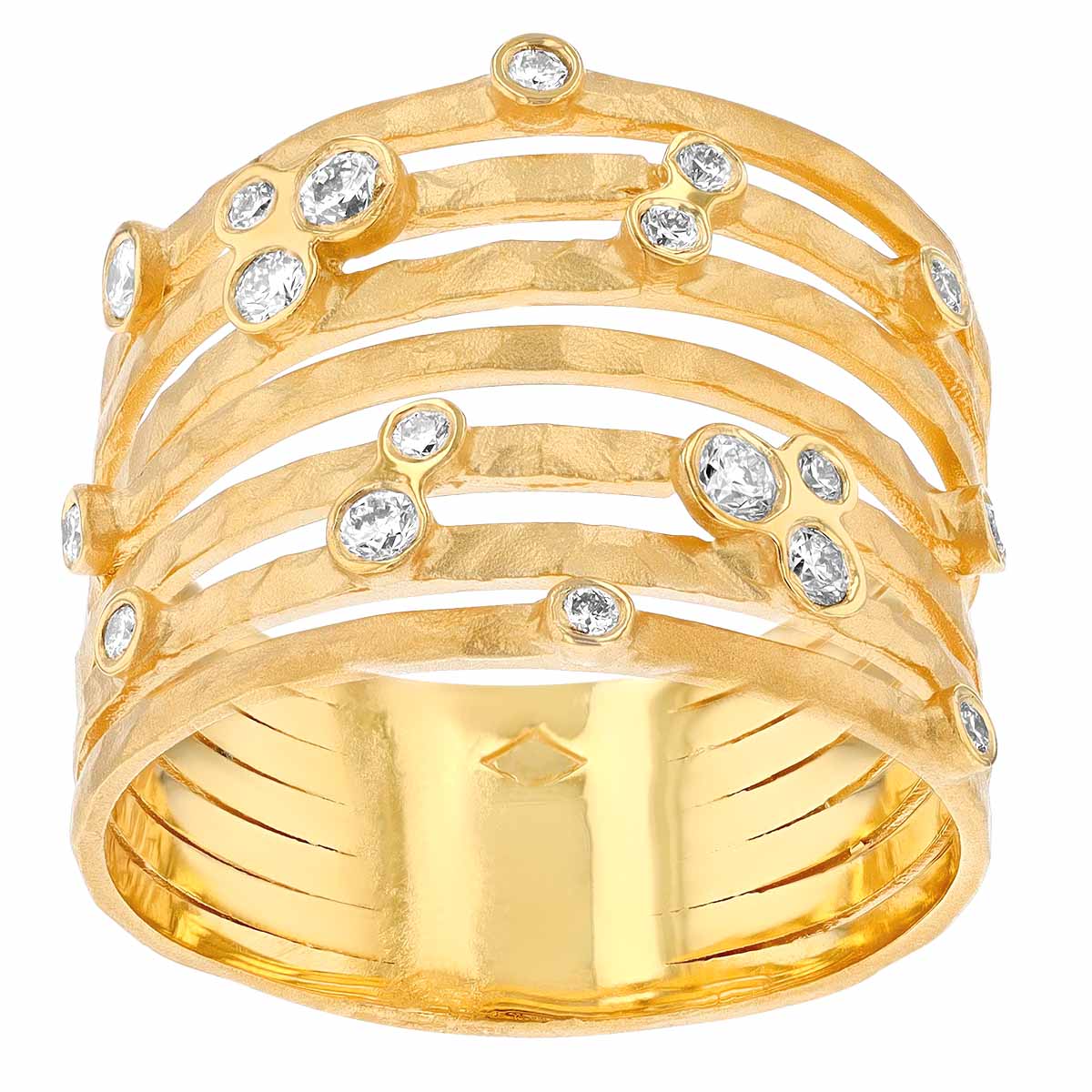 Marika Scattered Diamond Bezel Multi Row Ring in Yellow Gold | 7863-Y ...
