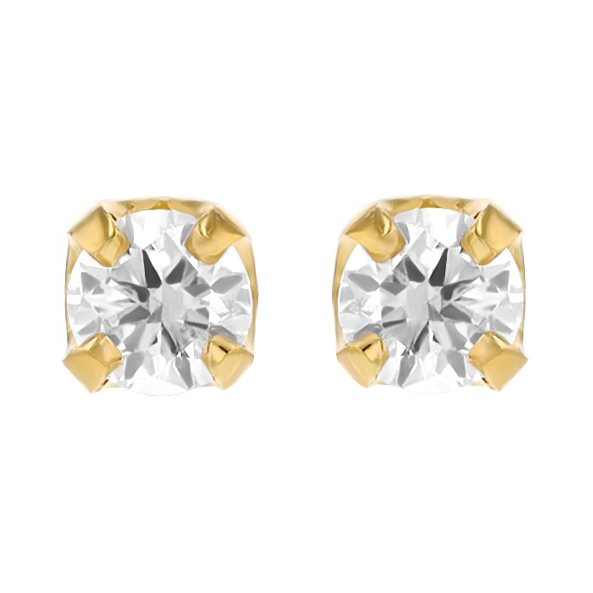 Children's Round Diamond Stud Earrings in Yellow Gold, 0.10 cttw