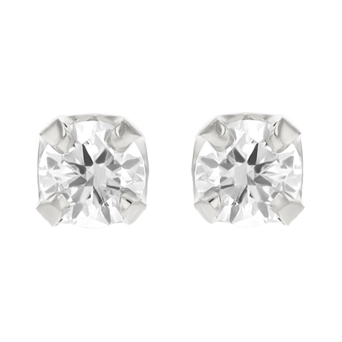 Children's Round Diamond Stud Earrings in White Gold, 0.10 cttw