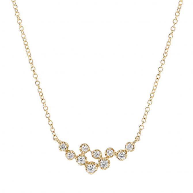 Diamond Scattered Cluster Pendant in Yellow Gold, 18"