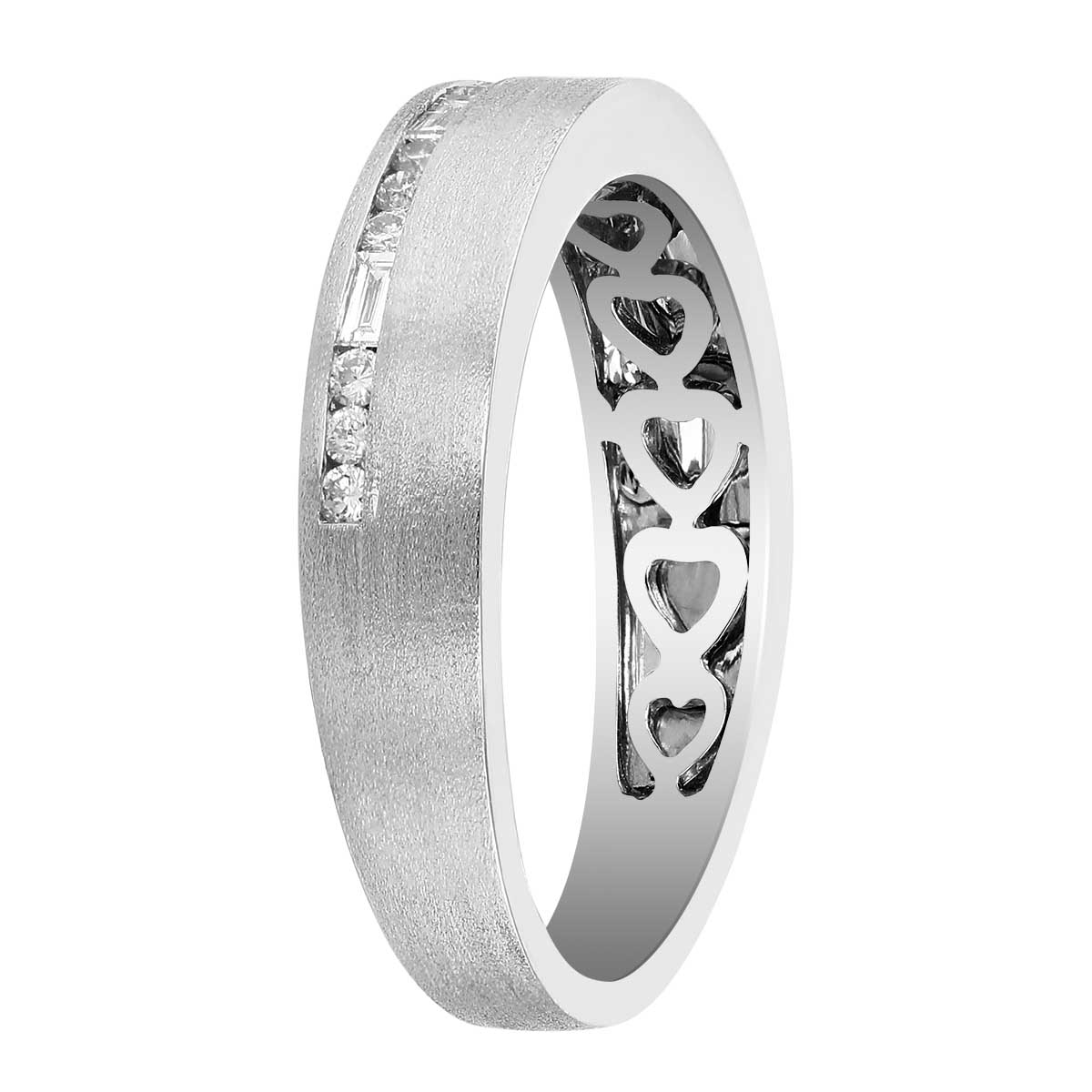 Mixed Shape Diamond Channel Set Squared Edge Ring in White Gold