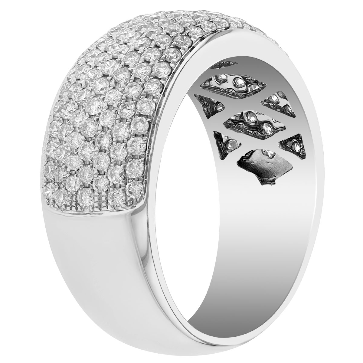 Diamond Pave Wide Band Ring in White Gold, 1.05 cttw