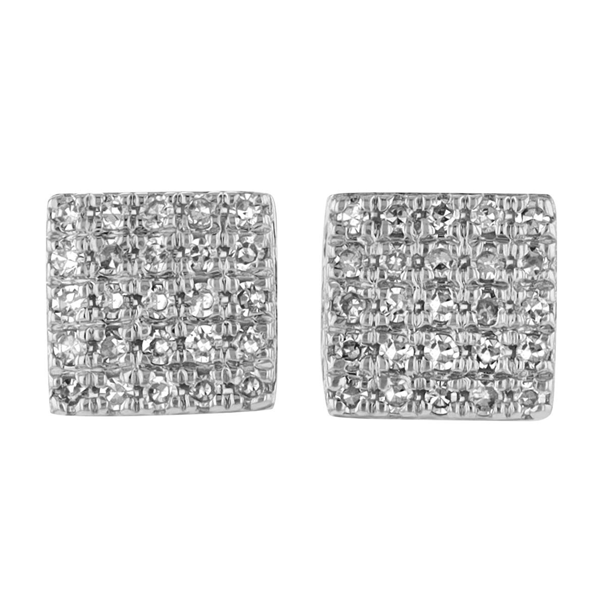 Diamond Pavé Square Stud Earrings in White Gold