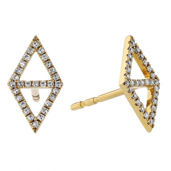 Diamond Double Triangle Stud Earrings in Yellow Gold