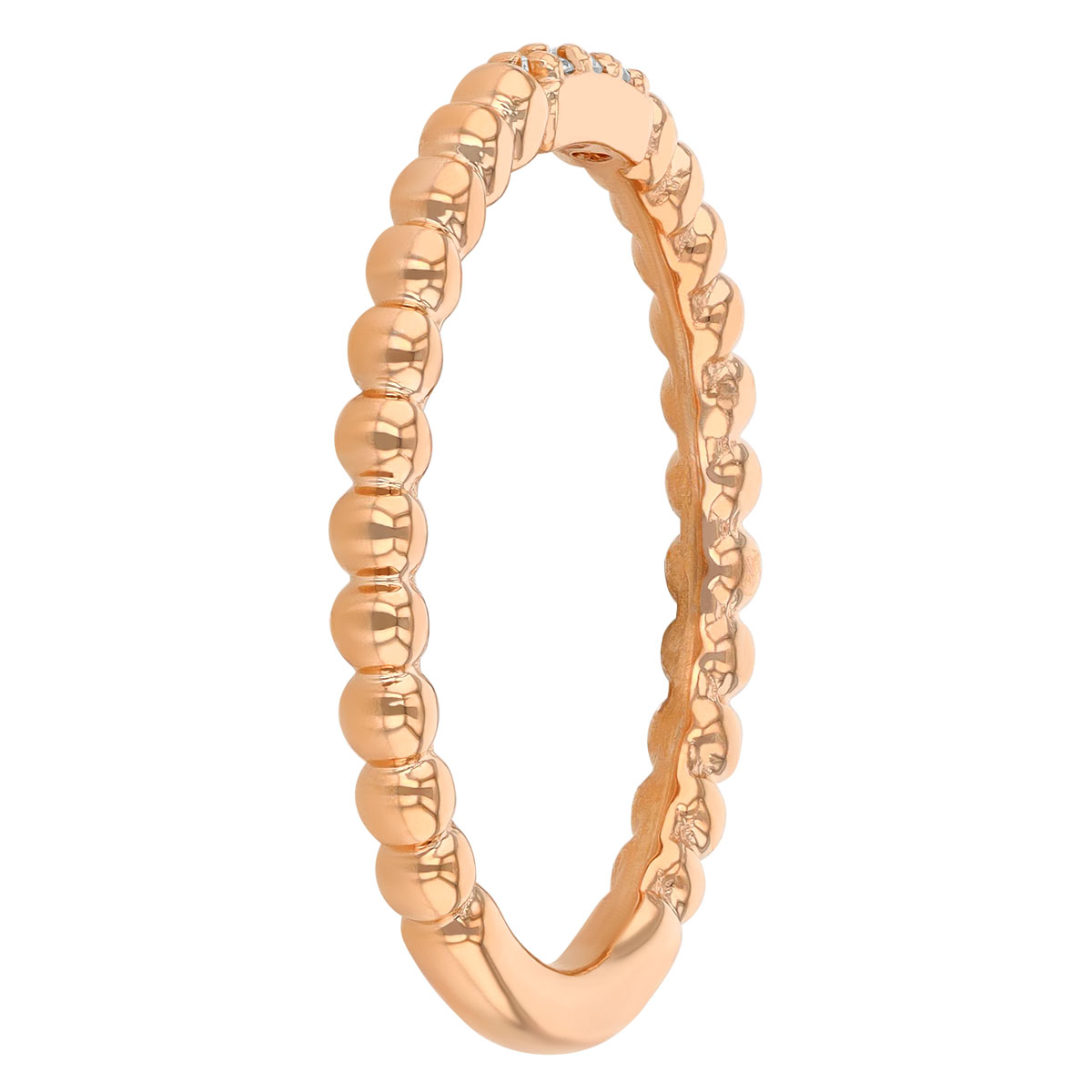 Diamond Trio Beaded Ring in Rose Gold