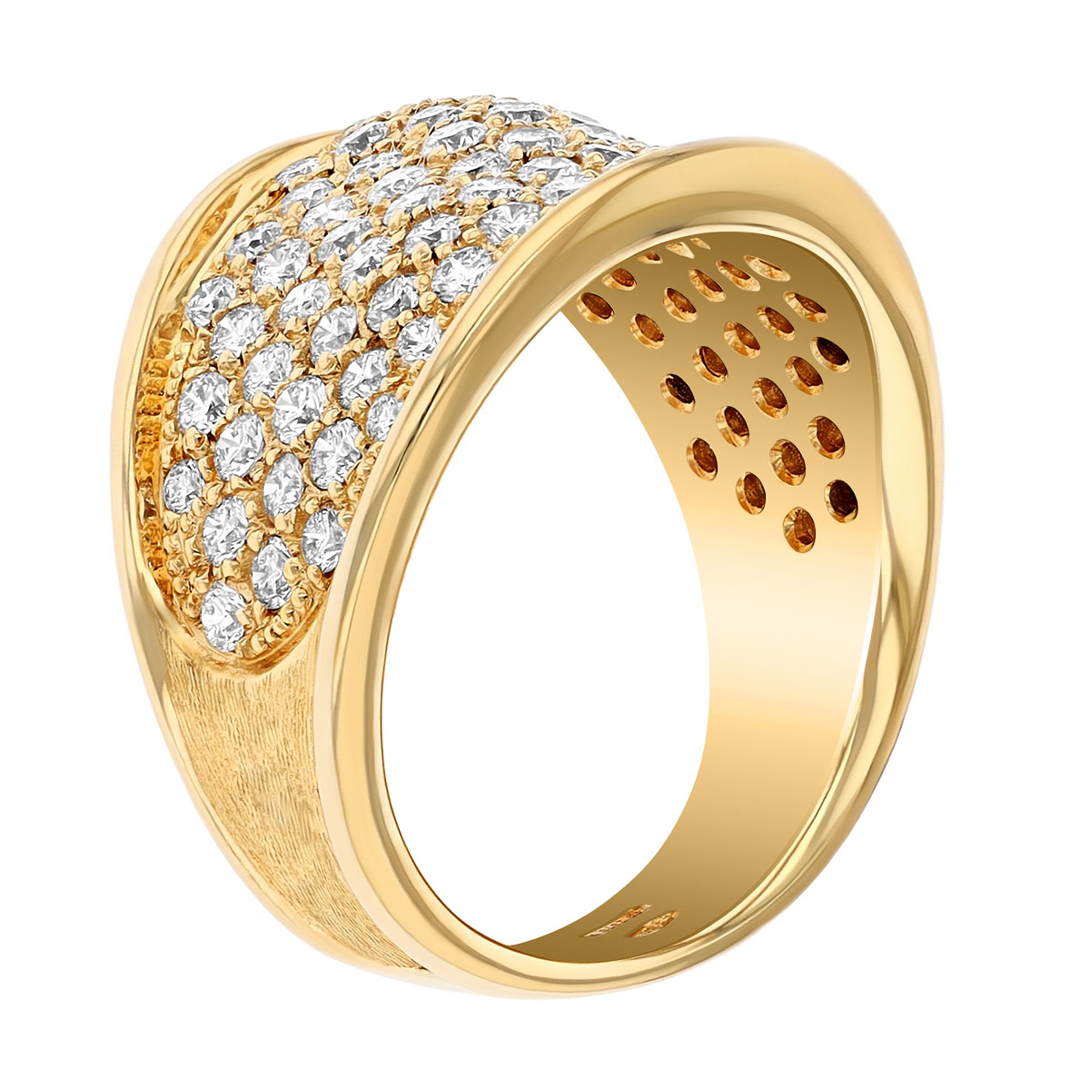 Marco Bicego Lunaria Diamond Pavé Wide Band Ring in Yellow Gold