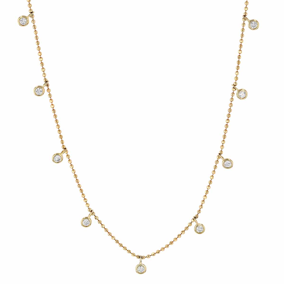 Diamond 9 Drop Station Necklace in Yellow Gold, 0.20 cttw, 18" Borsheims
