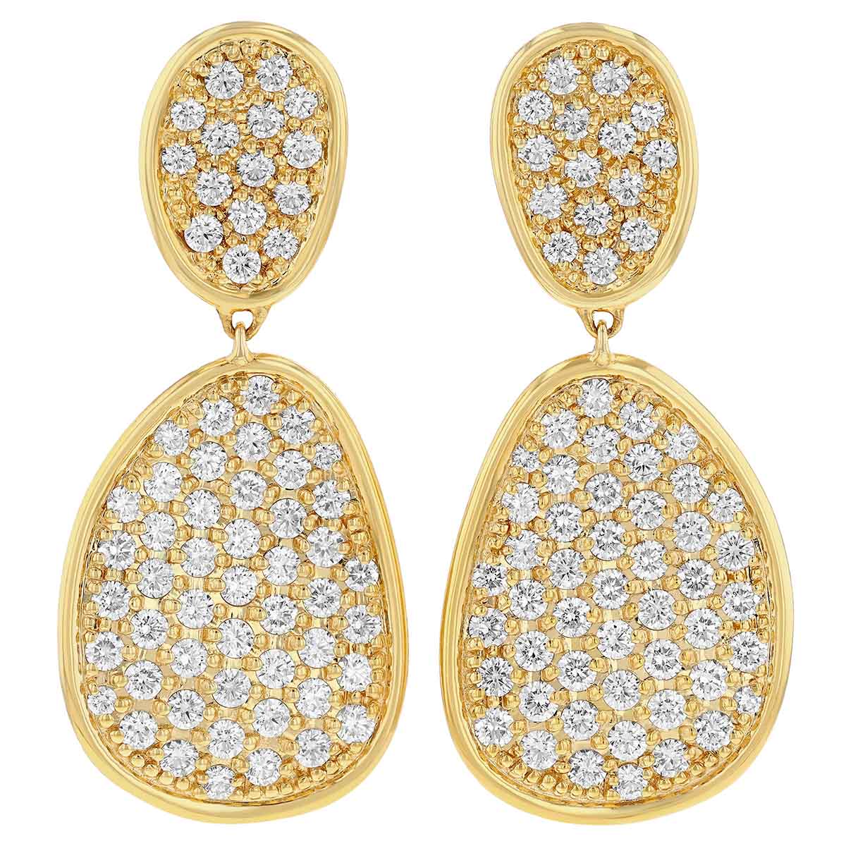 Marco Bicego Lunaria Diamond Pave Double Drop Earrings in Yellow Gold