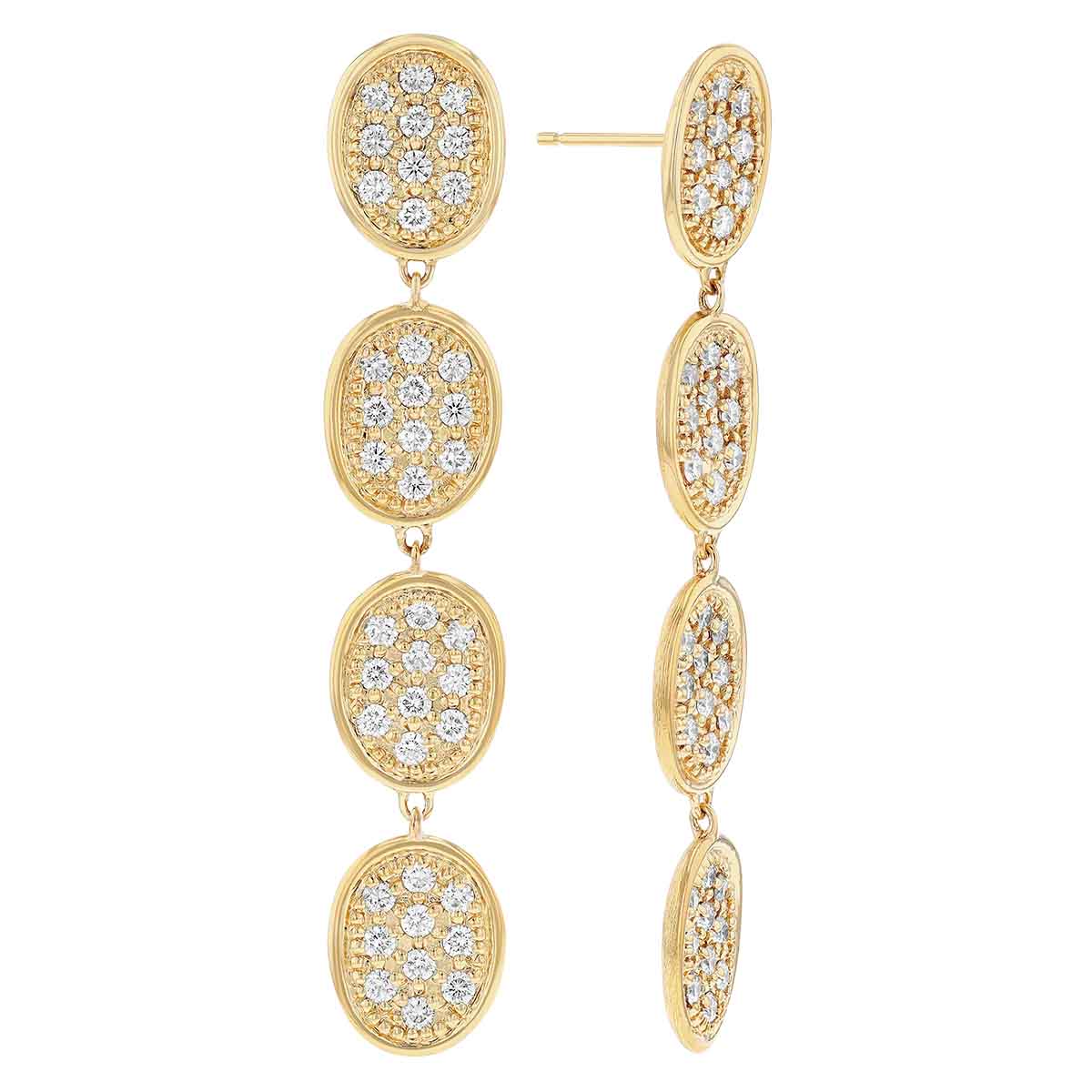 Marco Bicego Lunaria Diamond Pave 4 Drop Earrings in Yellow Gold
