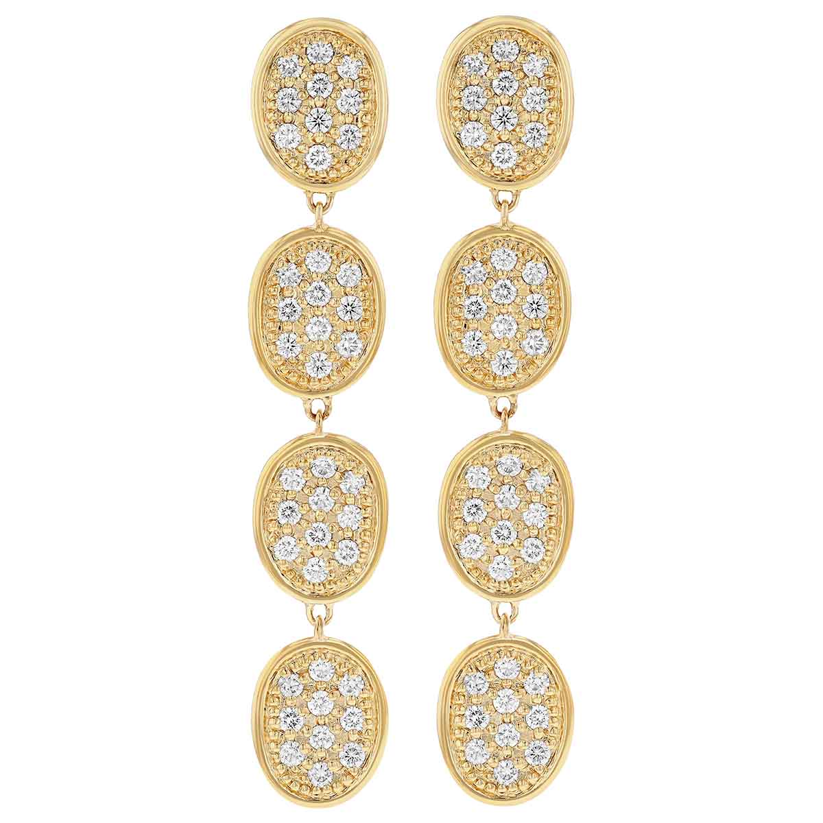 Marco Bicego Lunaria Diamond Pave 4 Drop Earrings in Yellow Gold