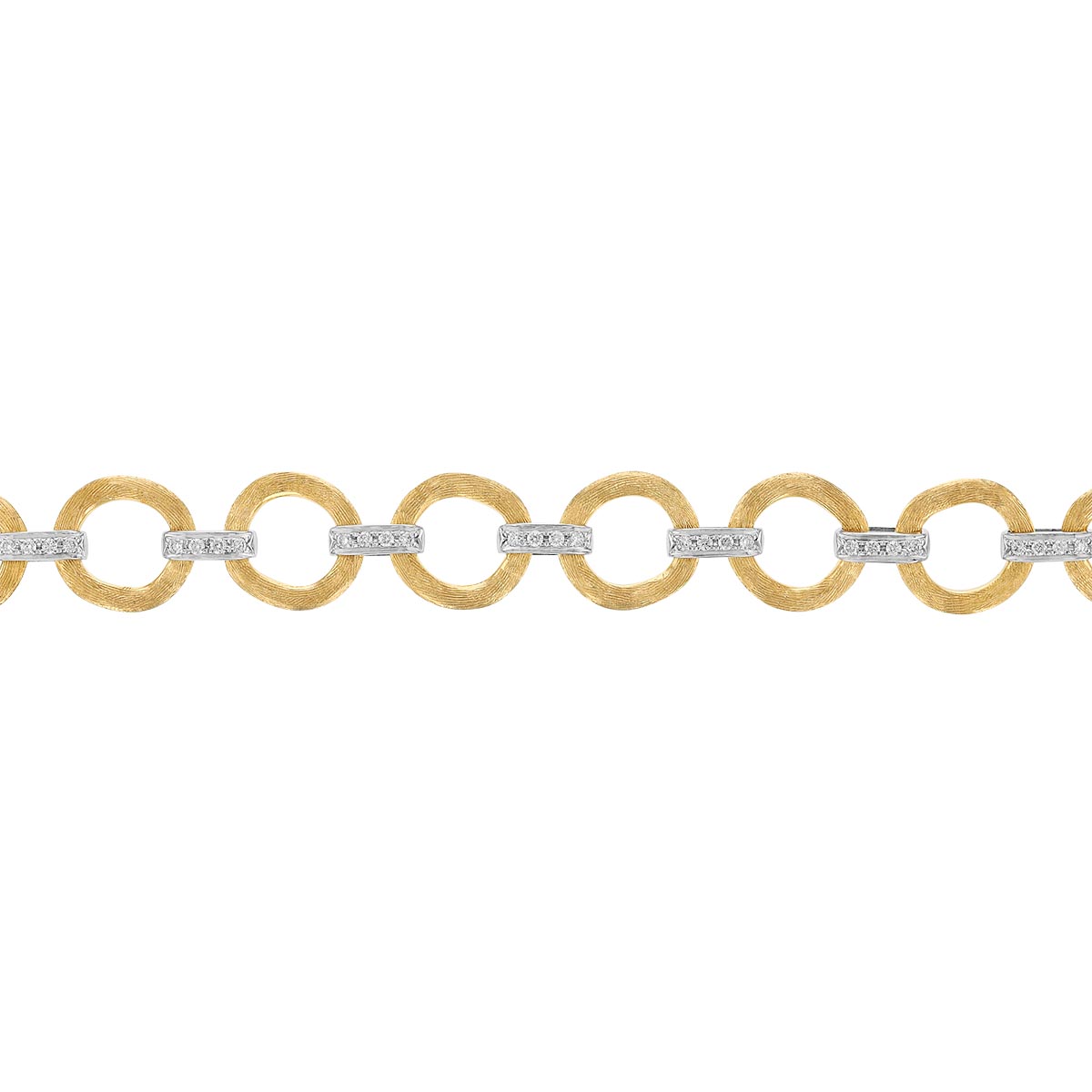 Marco Bicego Jaipur Diamond Flat & Circle Link Bracelet in Yellow & White Gold, 7.5