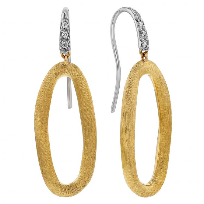 Marco Bicego Jaipur Diamond Open Dangle Earrings in Yellow & White Gold