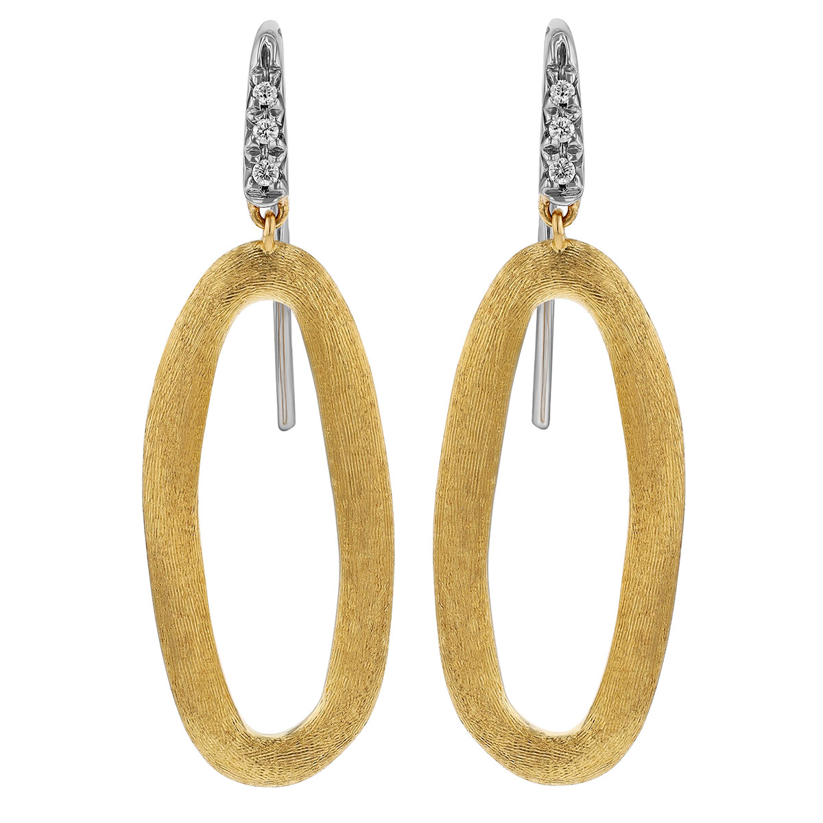 Marco Bicego Jaipur Diamond Open Dangle Earrings in Yellow & White Gold