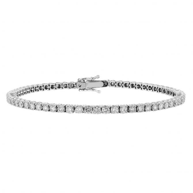 Diamond 4 Prong Tennis Bracelet in White Gold, 4.01 cttw, 7"