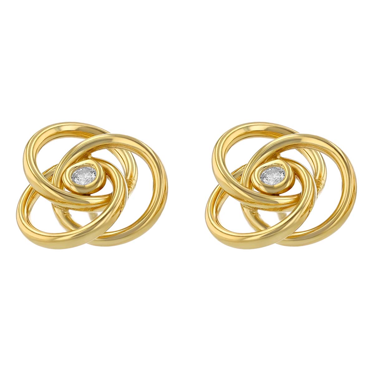 Diamond Love Knot Stud Earrings in Yellow Gold