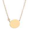Yellow Gold Oval Disc Pendant with Diamond Bezel Accent, 19"