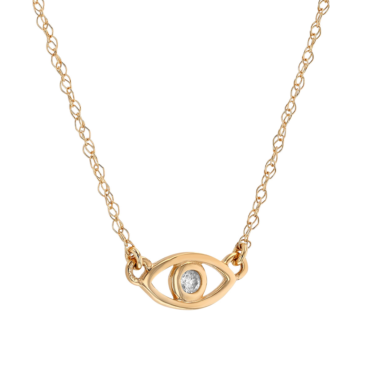 Diamond Bezel Evil Eye Pendant in Yellow Gold, 18