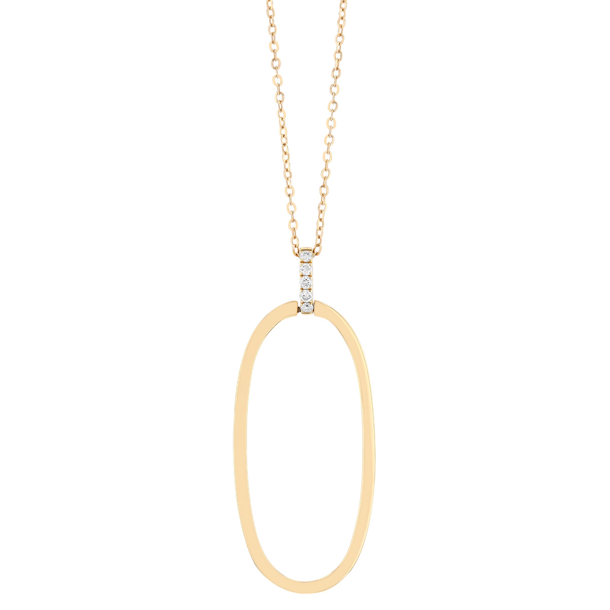 Doves Yellow Gold Large Open Oval Pendant with Diamond Bail