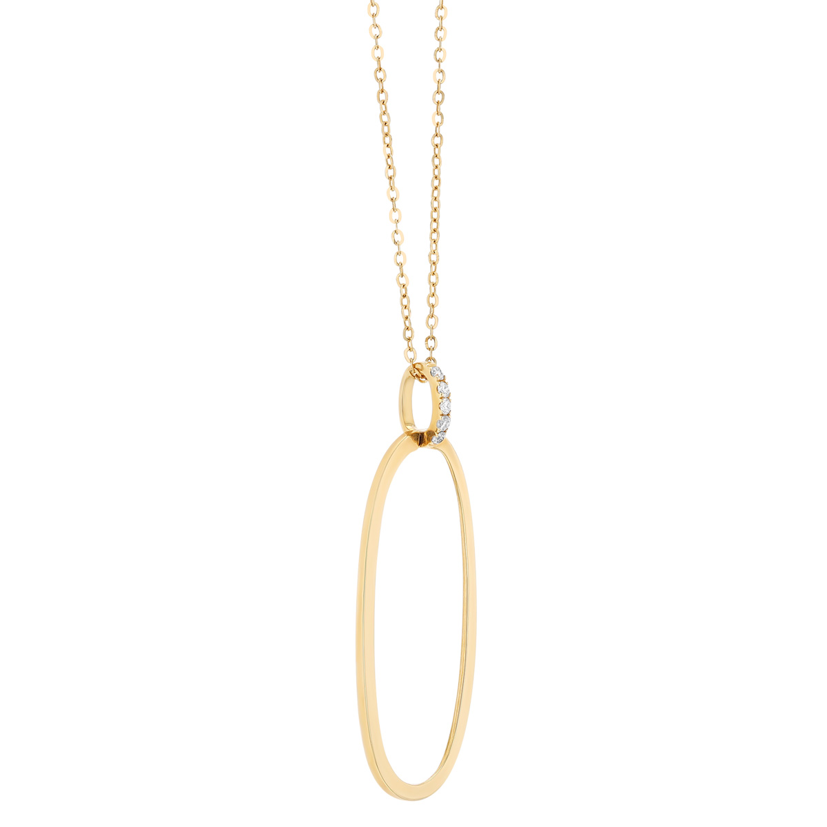 Doves Yellow Gold Large Open Oval Pendant with Diamond Bail