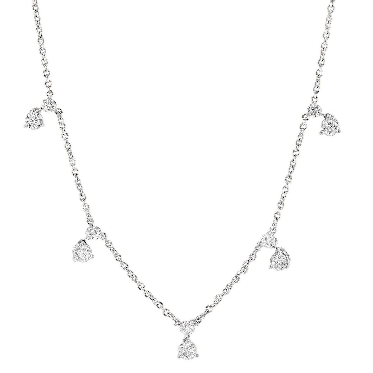 Roberto Coin Diamonds by the Inch Diamond 5 Drop Station Necklace in White Gold