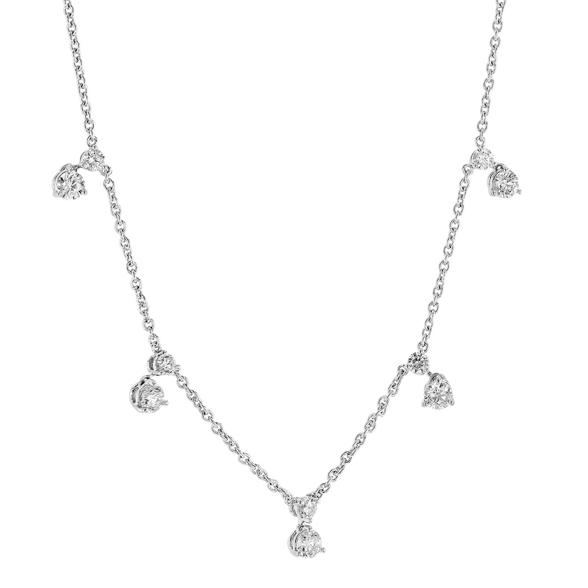 Roberto Coin Diamonds by the Inch Diamond 5 Drop Station Necklace in White Gold