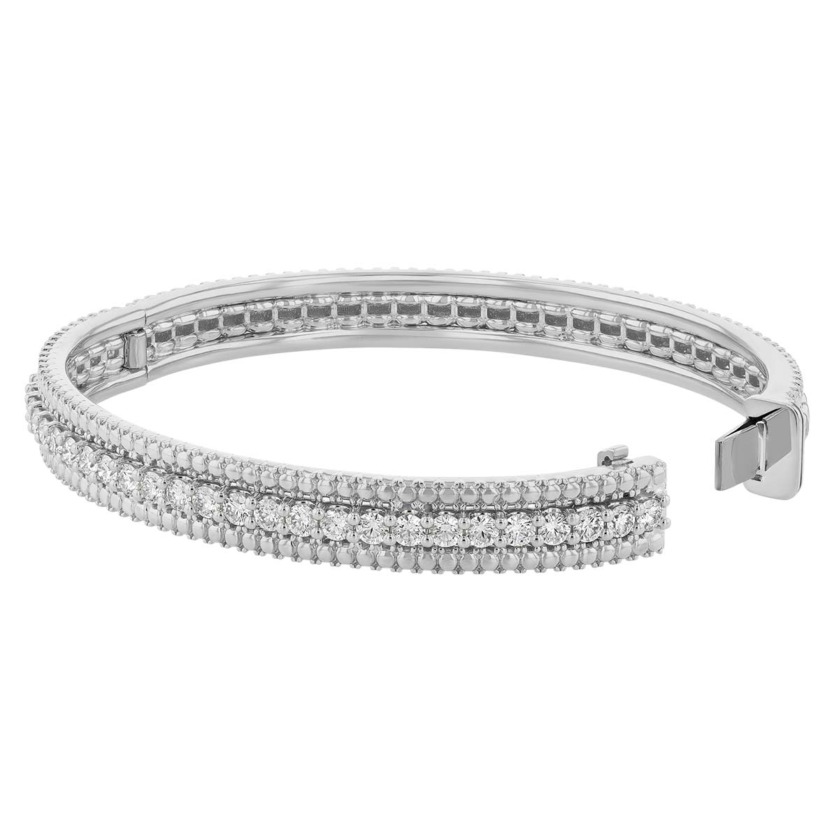 Roberto Coin Siena Diamond Beaded Bangle Bracelet in White Gold, 2.15 cttw