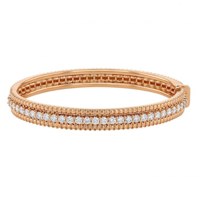 Roberto Coin Siena Diamond Beaded Bangle Bracelet in Rose Gold, 2.15 cttw
