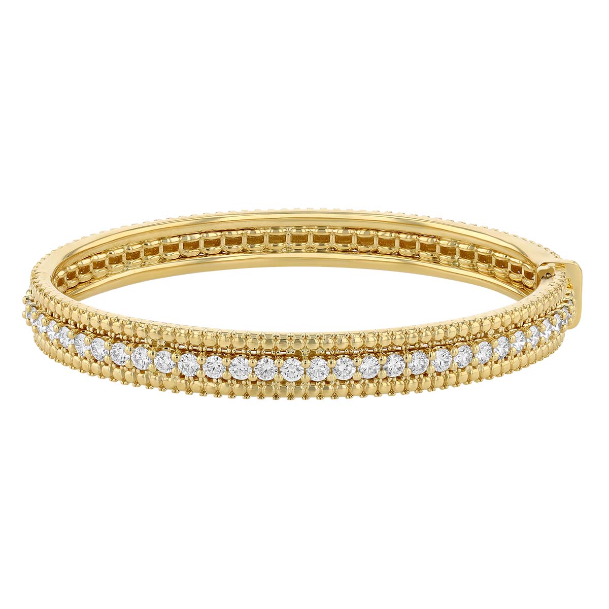 Roberto Coin Siena Diamond Beaded Bangle Bracelet in Yellow Gold, 2.15 cttw