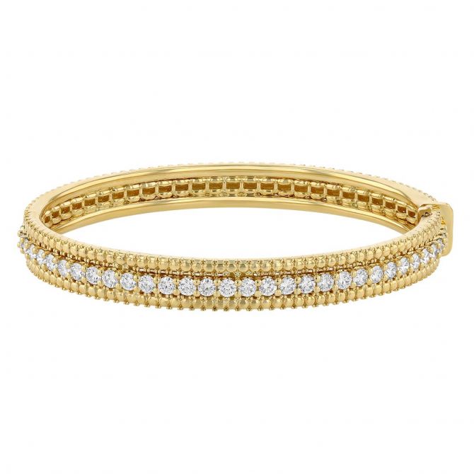 Roberto Coin Siena Diamond Beaded Bangle Bracelet in Yellow Gold, 2.15 cttw