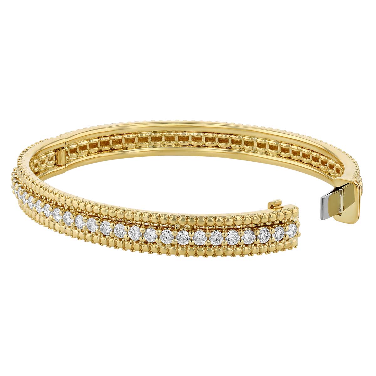 Roberto Coin Siena Diamond Beaded Bangle Bracelet in Yellow Gold, 2.15 cttw
