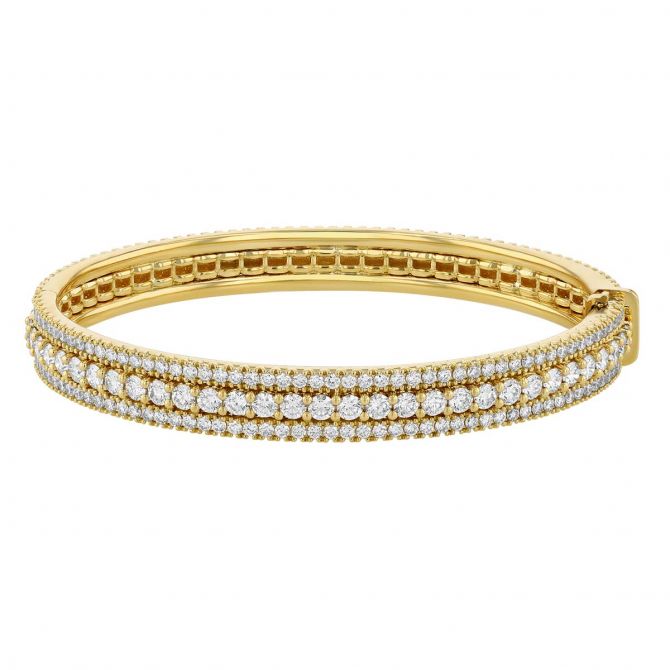 Roberto Coin Siena Diamond Beaded Bangle Bracelet in Yellow Gold, 3.75 cttw