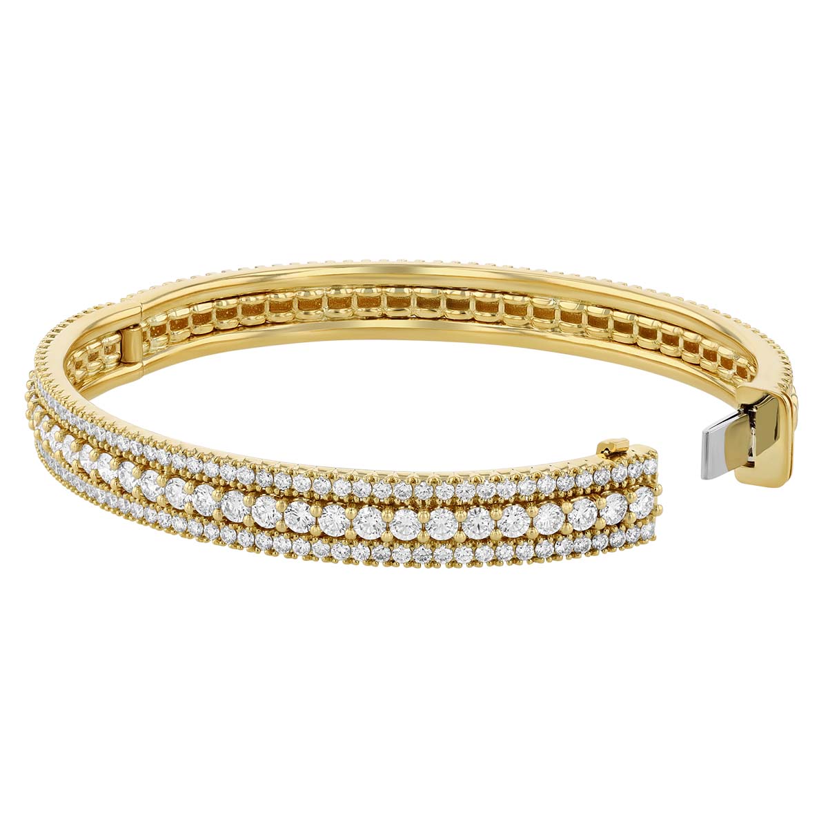Roberto Coin Siena Diamond Beaded Bangle Bracelet in Yellow Gold, 3.75 cttw