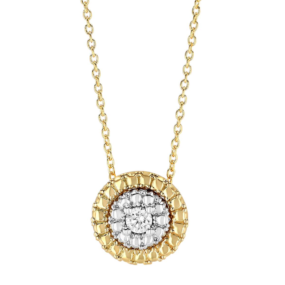 Roberto Coin Siena Single Diamond Small Dot Pendant in Yellow & White Gold, 18