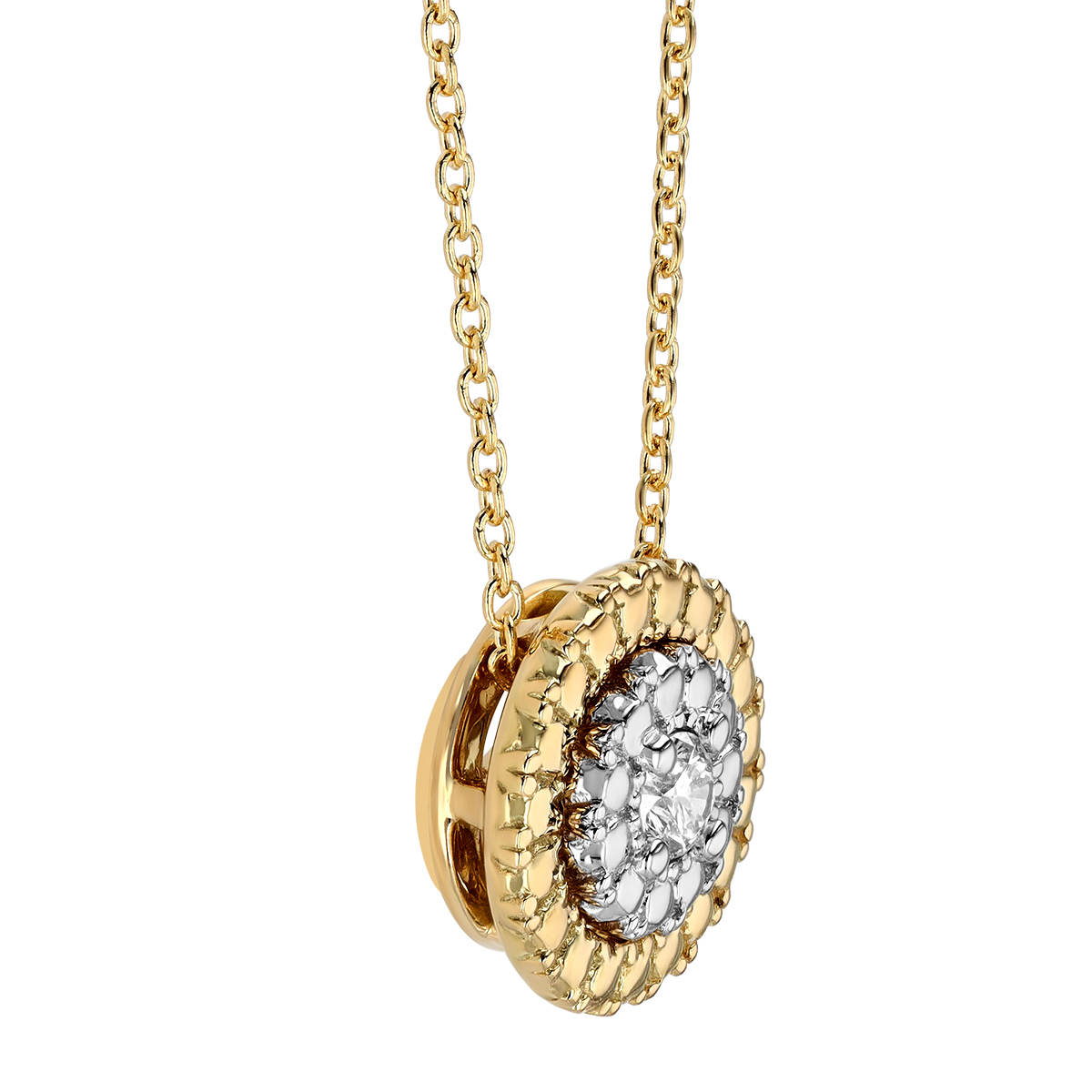 Roberto Coin Siena Single Diamond Small Dot Pendant in Yellow & White Gold, 18