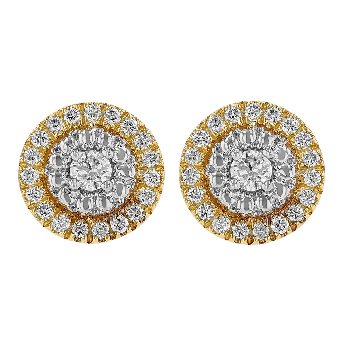 Roberto Coin Siena Diamond Dot Pavé Stud Earrings in Yellow & White Gold