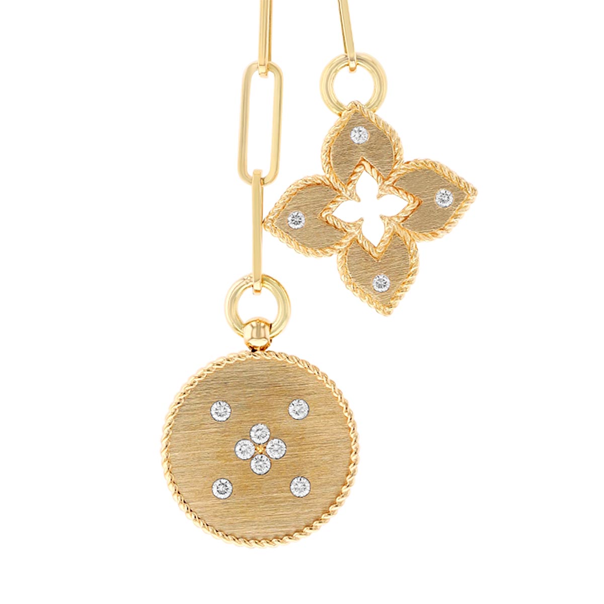 Roberto Coin Venetian Princess Diamond Double Lariat Medallion Necklace in Yellow Gold