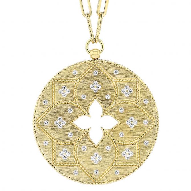 Roberto Coin Venetian Princess Satin Yellow Gold Disc Pendant with