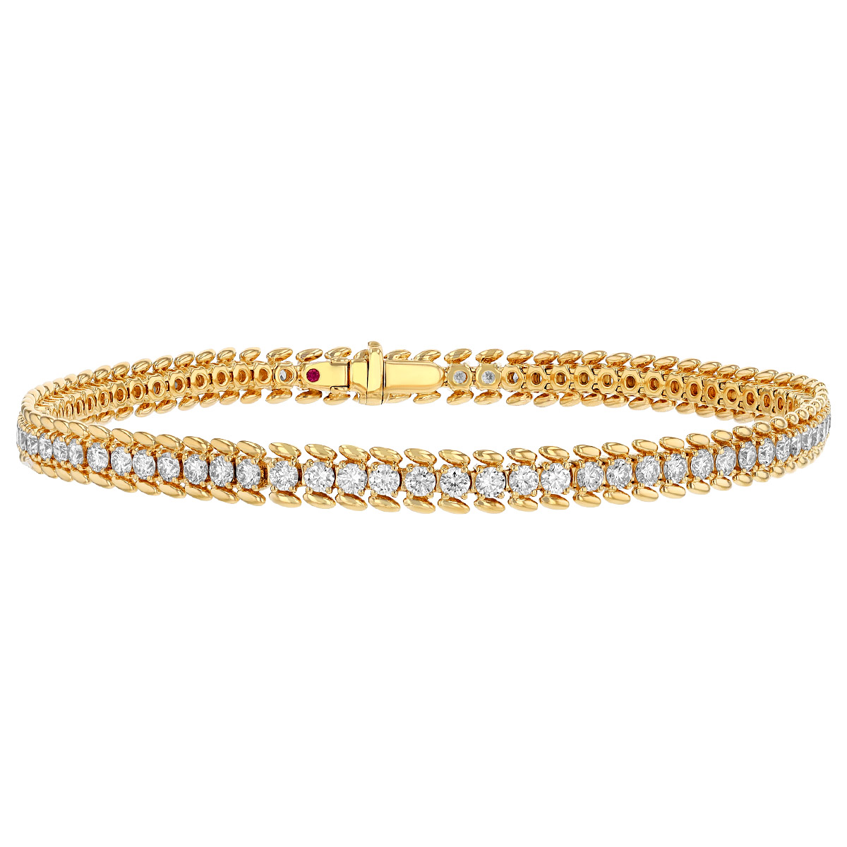 Roberto Coin Diamond & Beaded Edge Tennis Bracelet in Yellow Gold, 7
