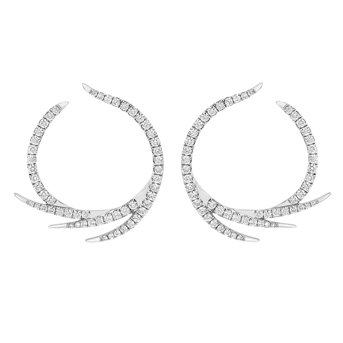 Doves Diamond Flair Circle Earrings in White Gold