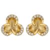 Diamond Outline 3 Petal Stud Earrings in Yellow Gold