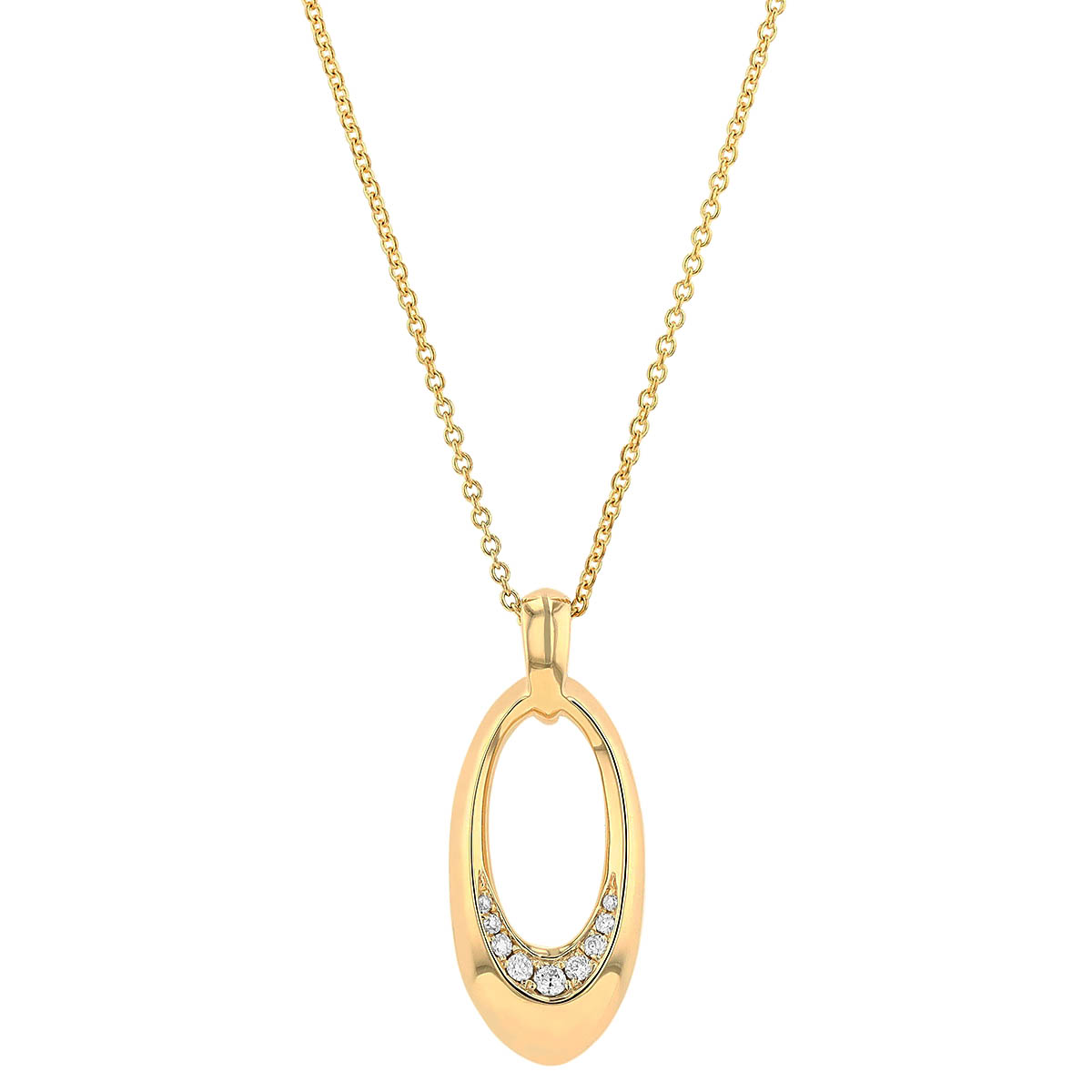 Diamond Tapered Oval Pendant in Yellow Gold, 18