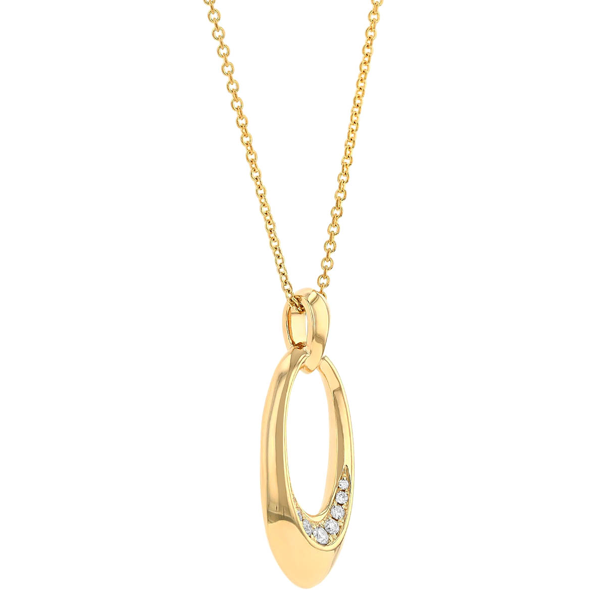 Diamond Tapered Oval Pendant in Yellow Gold, 18