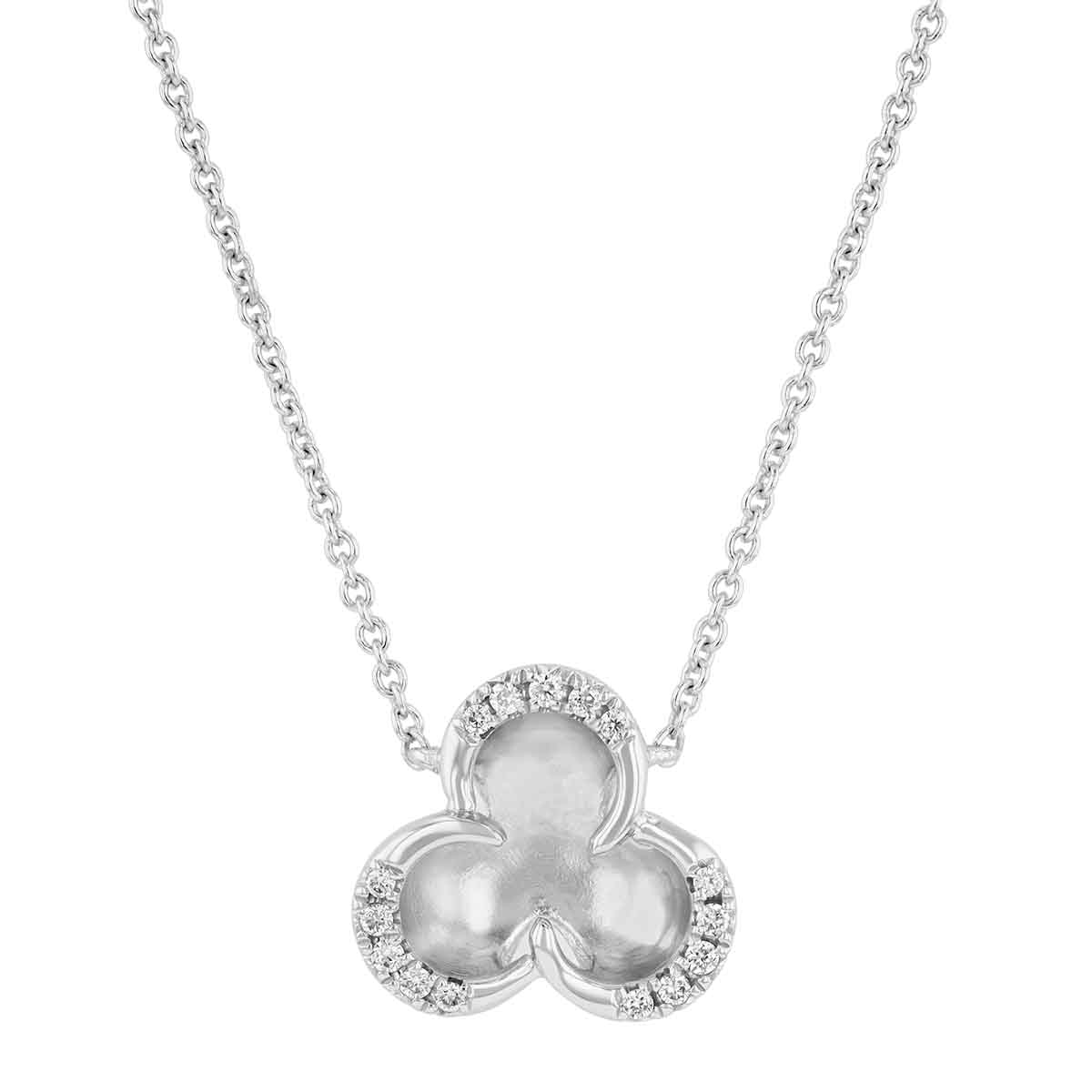 Diamond Petal Trio Pendant in White Gold, 18