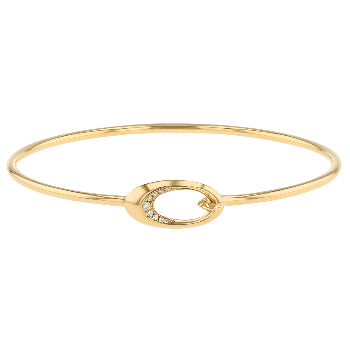 Diamond Tapered Oval Link Bangle Bracelet in Yellow Gold | Borsheims
