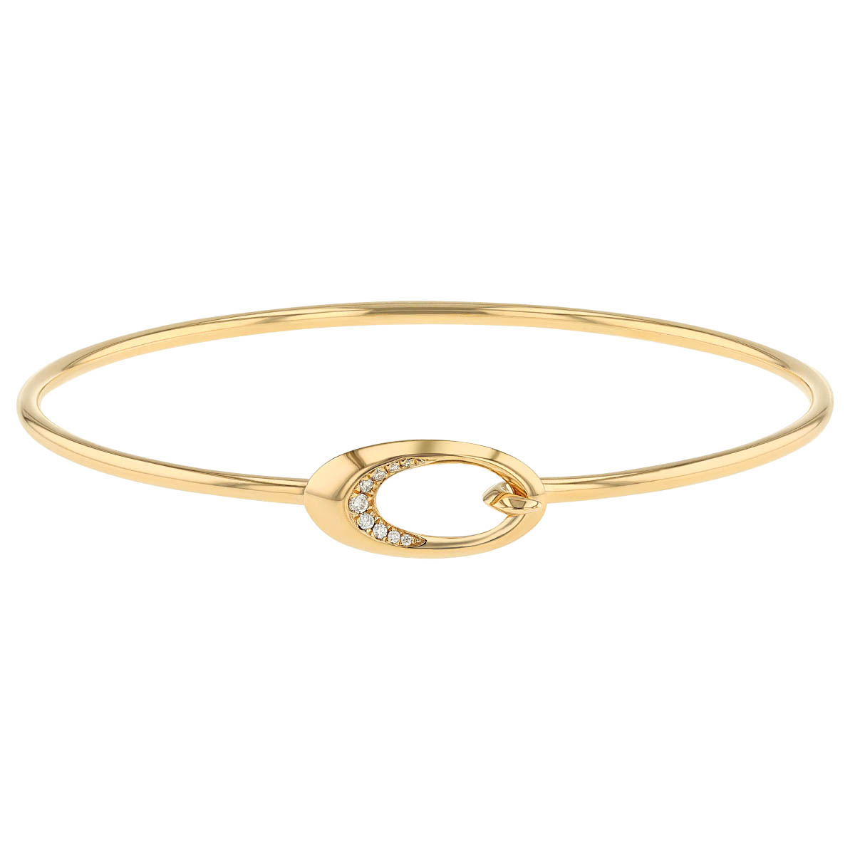 Diamond Tapered Oval Link Bangle Bracelet in Yellow Gold