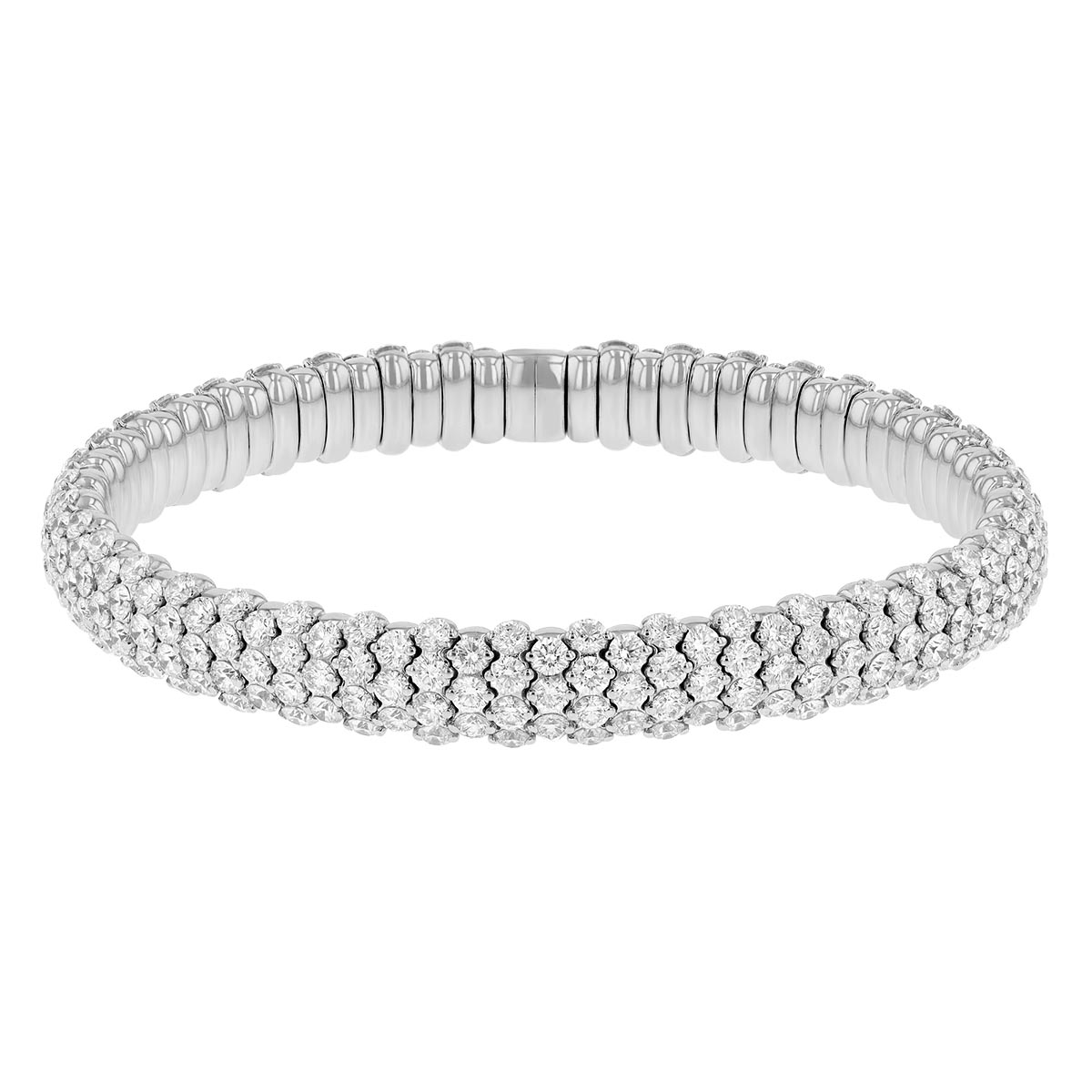 Zydo Diamond Domed Stretch Bracelet in White Gold