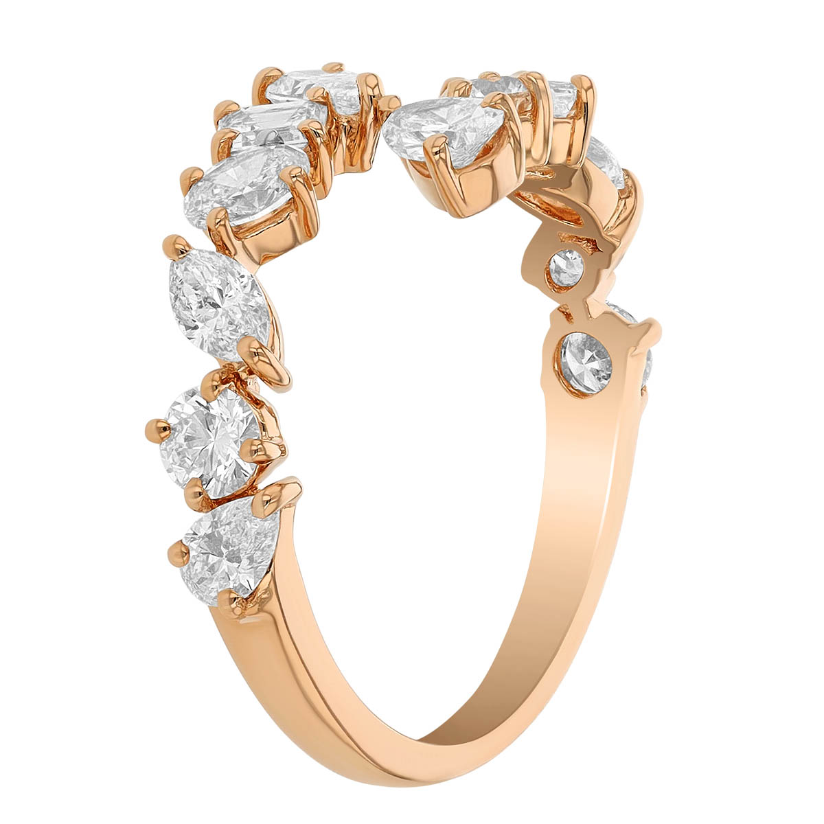 Frederic Sage Mixed Shape Diamond Bypass Ring in Rose Gold