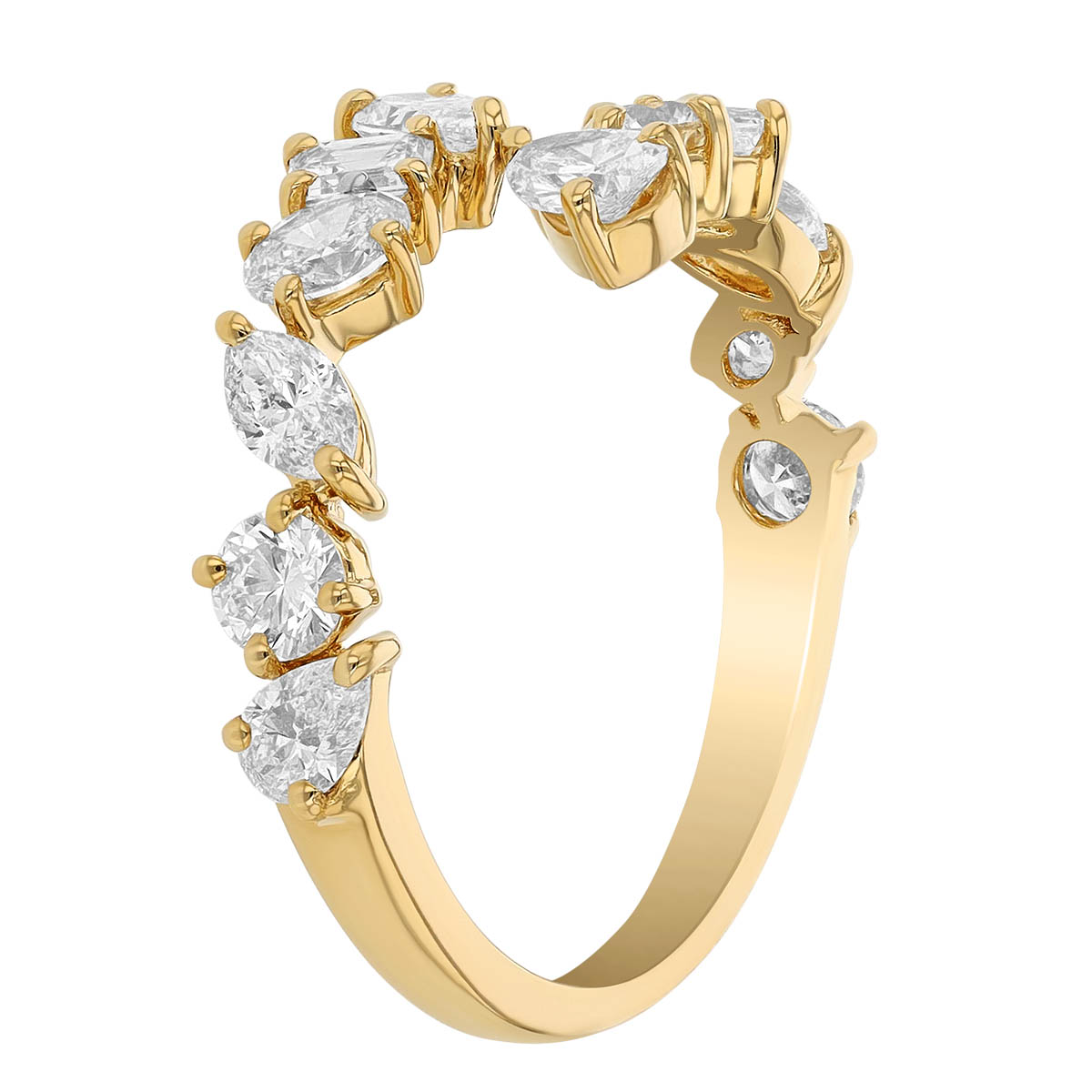 Frederic Sage Mixed Shape Diamond Bypass Ring in Yellow Gold