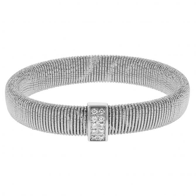 Frederic Sage Diamond Coil Stretch Bracelet in White Gold